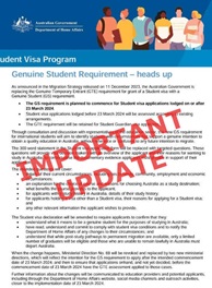 Important Update: Genuine Student Requirement for Australian Student Visas